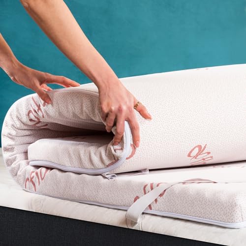 Topper Materasso 7,6 Cm Memory Foam Con Gel Rinfrescante – Antimal Di Schiena (Bianco, Dimensioni Lettino)