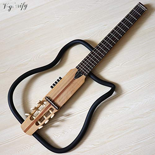 ◆大感謝祭 6st Headless Guitar Black G1G22529 KEPOHK Black Headless Electric Guitar,24 Frets No Headstock