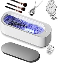 Ultrasonic Cleaner, 360° Deep Cleaning Portable Ultrasonic Jewelry Cleaner High Frequency Vibration One Key Cleaning Ultrasonic Cleaning Machine for Jewelry, Eyeglasses, Necklaces