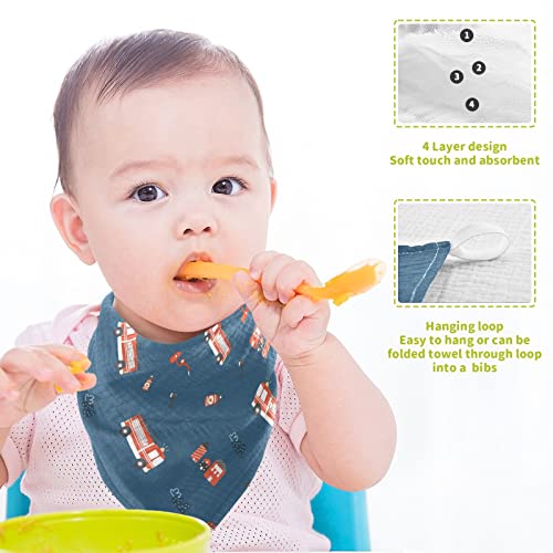 Image of vvfelixl Firefighters Pattern Baby Burp Cloths, Baby Muslin Washcloths for Boys Girls, Cotton Baby Face Towel for Newborn Infants Soft and Absorbent 11.8 X 11.8 in, 5 Pack Blue