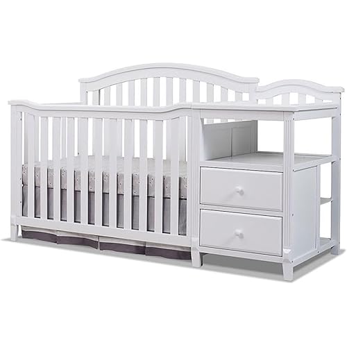 Pemberly Row Modern/Contemporary Crib and Changer in White