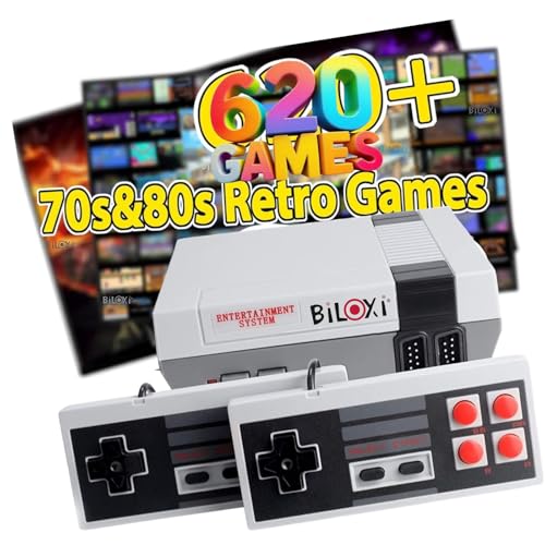 Biloxi 620 Retro Game Console, 8-Bit Classic Mini Video Game Consoles Built-in with 620 Games and 2 Controllers for Christmas Birthday Gifts- HDMI and AV Output