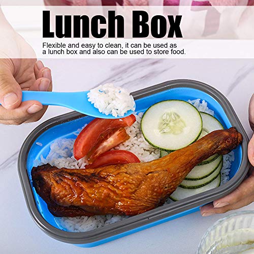 Lunchbox, opvouwbare lunchboxcontainer van 800 ml, draagbaar voor op reis voor buiten voor picknick(blauw) - Image 5
