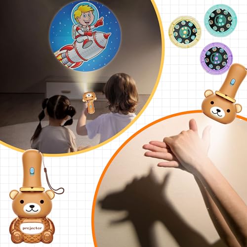 Image of Flashlight Projector Toy with 64 Projector Include Dinosaurs, Vehicles, Animals , Children's Slide Flashlight Lamp, Early Education Toys Bedtime Projector for Boys Girls