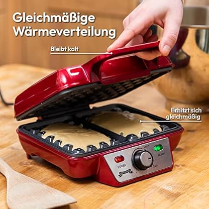 Gadgy Belgisches Waffeleisen, 1000W für 2 Belgische Waffeln, 23 x 16,8 cm, verstellbare Temperatur, LED-Anzeige, sicherer, hitzefester Griff, Ideal für köstliche Party-Desserts und Frühstückswaffeln – Bild 4