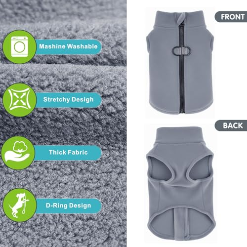 Oslueidy Hundemantel Fleece Hunde Jacken Hund warme Mäntel Winter Haustier Kleidung Hoodies Pullover Jumpsuit Hund Schnee Outfits Weste für kleine mittlere große Hunde XS-XXL (Grau, S)