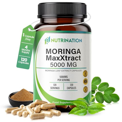Moringa Capsules 5000mg - 4-Month Supply | 120 High-Strength Rosabella Moringa Capsules | Pure Potent Leaf Extract - No Additives | Vegan Non-GMO & Lab-Tested