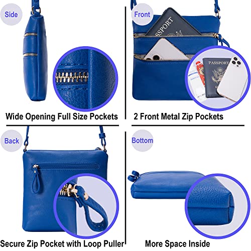 Image of Solene Small Multi Zipper Pocket Crossbody Bag with Adjustable Strap, Lightweight Travel Purse, Daily Small Messenger Pouch