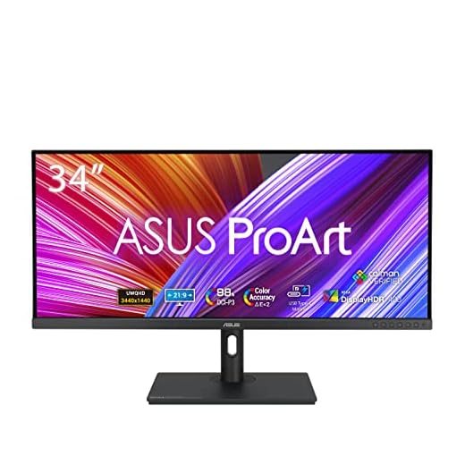 ASUS ProArt PA348CGV - 34 Zoll UWQHD Professioneller Monitor - 21:9 IPS, 3440x1440, 120 Hz - ergonomisch, Calman, hohe Farbtreue, DisplayHDR 400 - DisplayPort, HDMI, 90W USB-C, USB-Hub, schwarz
