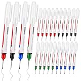 Qianyu 24 Stück Mehrzweck-Tieflochmarker mit langem Kopf Anreißer für tiefe Bohrlöcher wasserdicht mechanische Zimmerei bunter Markierstift für Bau Badezimmer Holzbearbeitung Hardware Dekorati