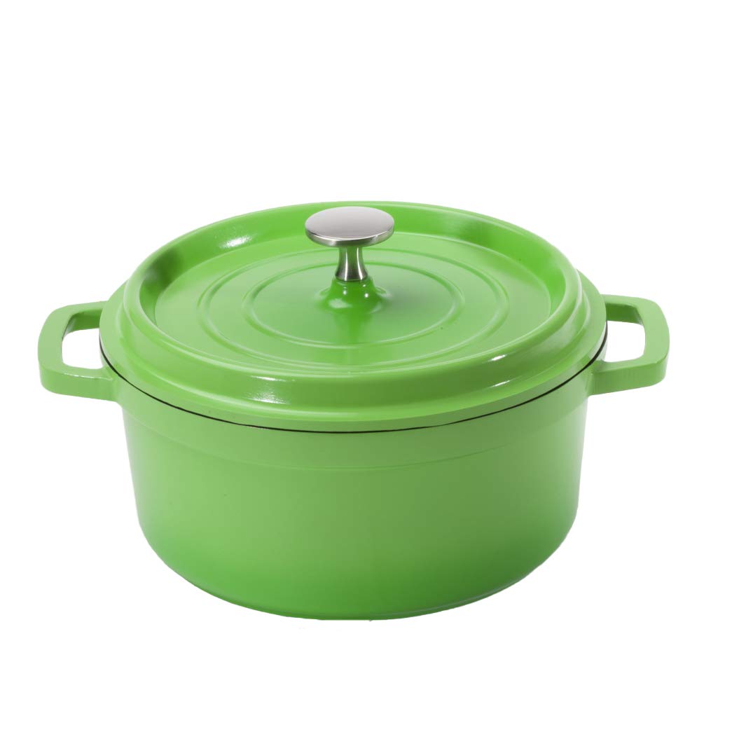 G.E.T. CA-012-G/BK Heiss Lightweight Cast Aluminum Casserole Pan, 4.5 Quart, Round, Green