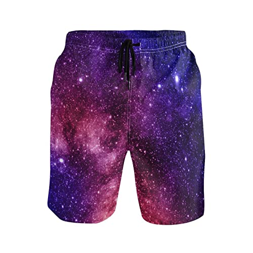 Short de bain homme galaxie imprimé espace avec ceinture élastique ajustable