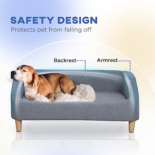 pawhut 3834 dog sofa for medium large dogs dog couch with removable cushion washable cover anti-slip feet for dogs up to 55 lbs gray