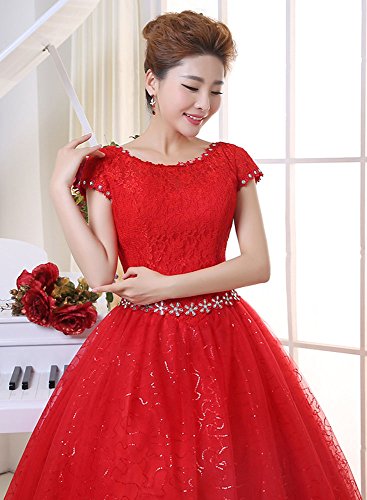 Image of Eyekepper Double Shoulder Floor Length Bridal Gown Wedding Dress