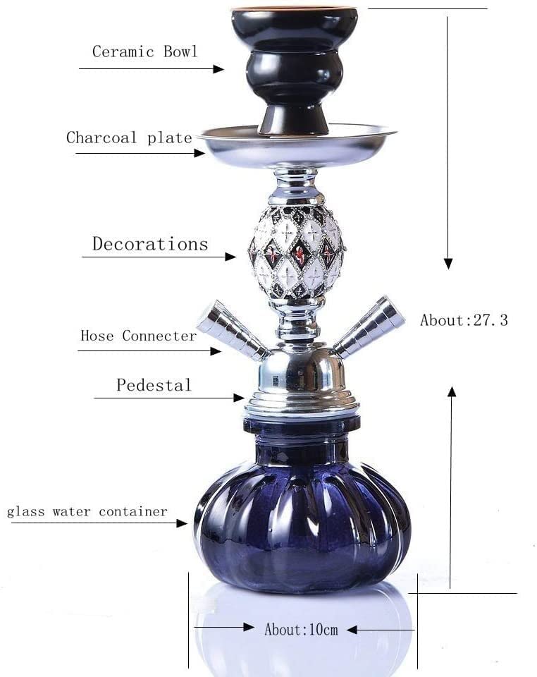 LSZ Shisha-Set Shisha Shisha Set mit Zubehör, Glaswasserbehälter Keramikschale, 2 Schlauchhukahn Set Shisha-Set – Bild 5