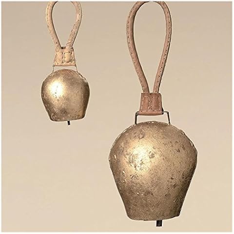 Metal Cow Bell, Goat Bell n Antique Gold, with Brown Strap Pack of 1 Dimensions: 9 x 6 x 25 cm Cover