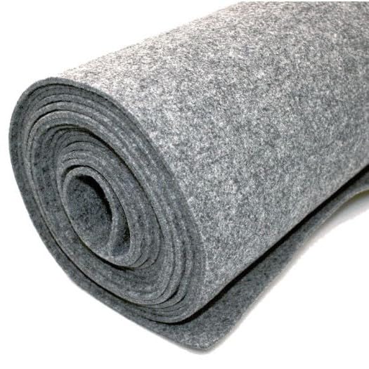 Carpet Studio Filz Teppich Hellgrau, Filzstoff 200 x 500 cm, Filzmatte, Teppichboden, Filz Meterware für Party, Camper, Boote, Lieferwagen, BFLs1