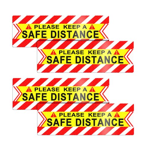 Image of Zpana Car Reflective Magnet Decals, 4PCS Magnetic Keep a Safe Distance Safety Warning Signs Sticker for Auto Bumper Window, Vehicle Exterior Decoration, Universal for SUV Sedan Truck