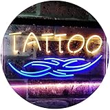 Tattoo Art Studio Ink Display Dual Color LED Enseigne Lumineuse Neon Sign Bleu et jaune 600 x 400mm st6s64-i2550-by