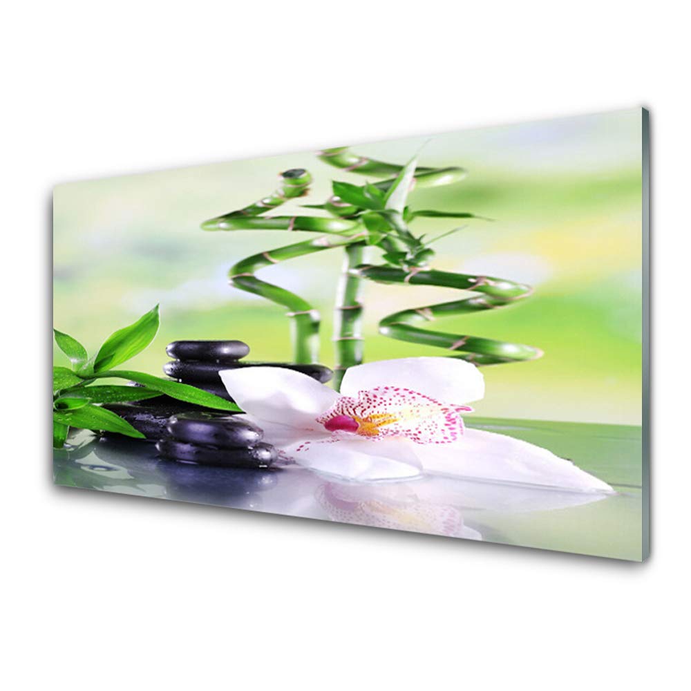 Impression sur verre acrylique 100x50cm tulup tableau mural moderne déco bambou et pierres