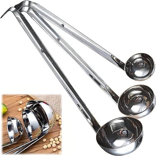 Suppenkelle Edelstahl, 3 PCS Saucenlöffel Küchen-Messlöffel Set Mit Langen Griffen - Löffel Messlineal Küchenhelfer Schöpflöffel (30ml 60ml 90ml) Suppenkelle Edelstahl, 3 PCS Saucenlöffel Küchen-Messlöffel Set Mit Langen Griffen - Löffel Messlineal Küchenhelfer Schöpflöffel (30ml 60ml 90ml)