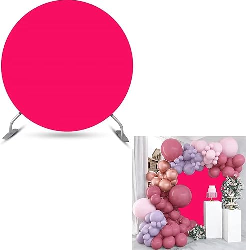 Cubierta de fondo redonda fucsia de 7.5 x 7.5 pies, color sólido, poliéster, círculo de fotografía para boda, despedida de soltera, fiesta de