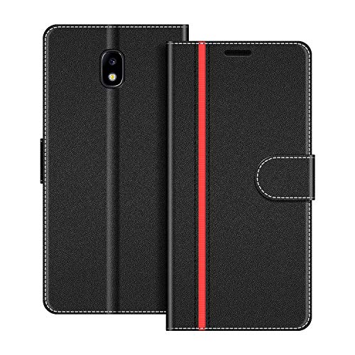 COODIO Funda Samsung Galaxy J5 2017 con Tapa, Funda Movil Samsung J5 2017, Funda Libro Galaxy J5 2017 Carcasa Magnético Funda para Samsung Galaxy J5 2017, Negro/Rojo