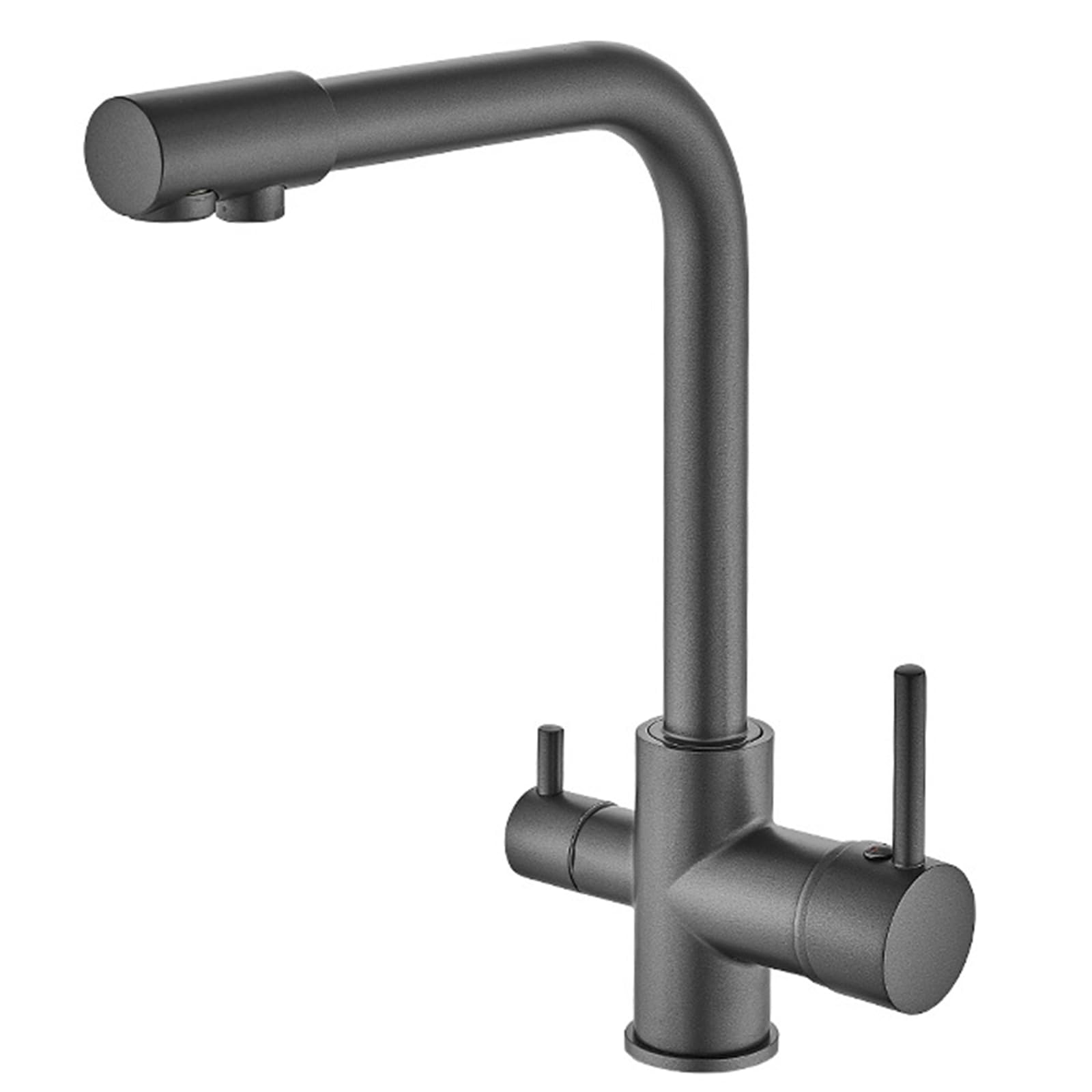 FCXWEVR 3 Way Kitchen Sink Mixer Tap Triflow Water Filter Faucet 3 in 1 Drinking Tap with Dual Lever Gun Metal Gray Ideal for Home & Office Use Stylish & Functional