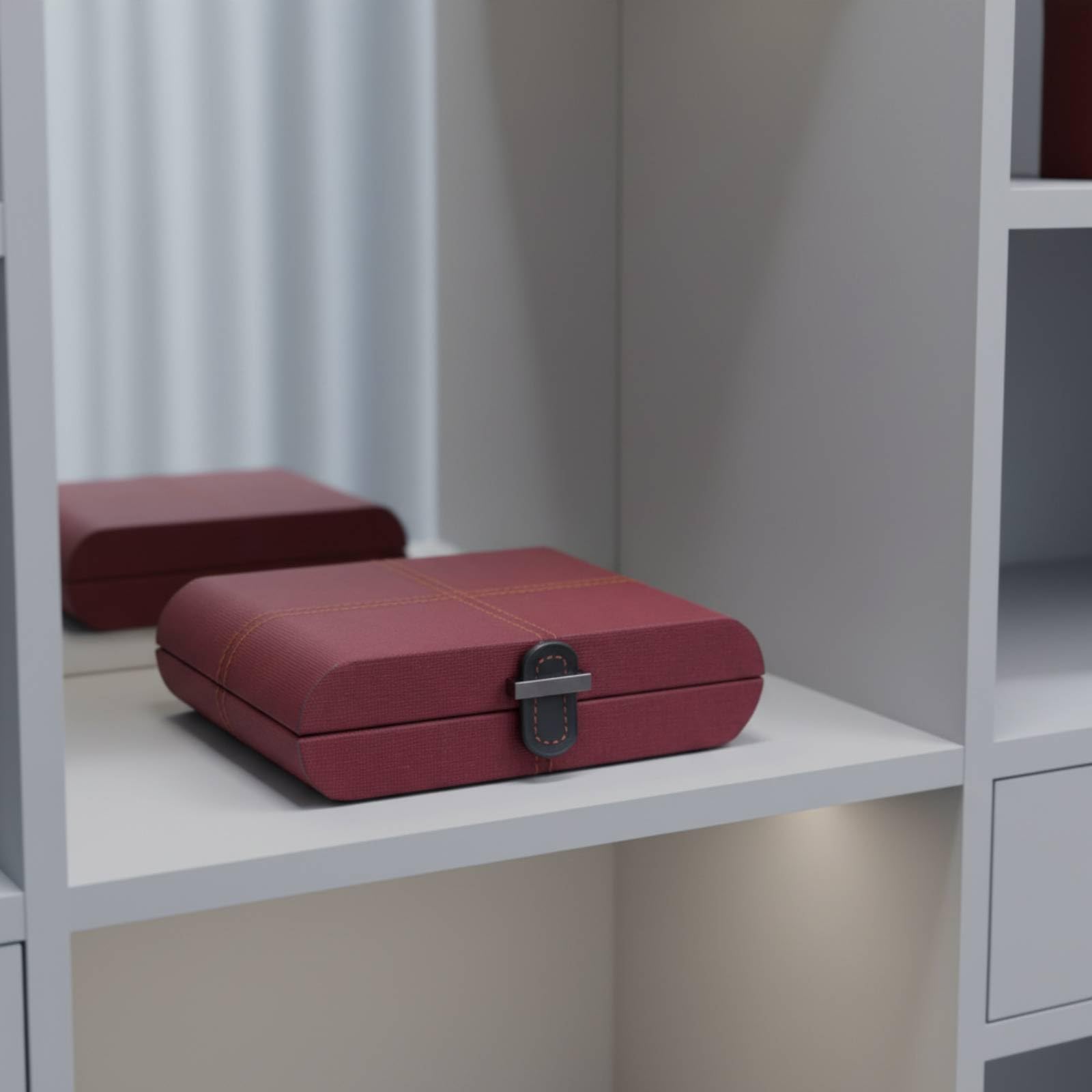 Caja Joyas PU Seguro Organizador Accesorios Morno Joyero para Cómoda, Entrada, Beige