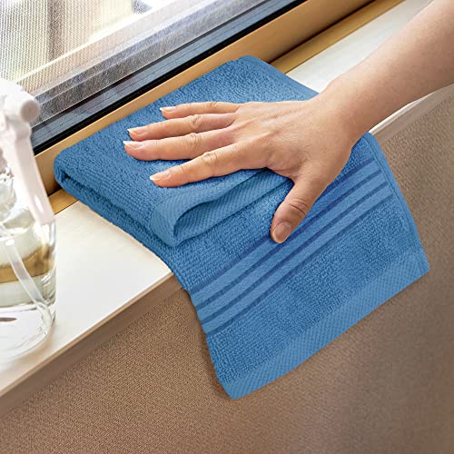 Utopia Towels 12 Pack Premium Wash Cloths Set, 12 by 12 Inches, 100% Cotton Ring Spun, Highly Absorbent and Soft Feel Washcloths for Bathroom, Spa, Gym, and Face, Electric Blue