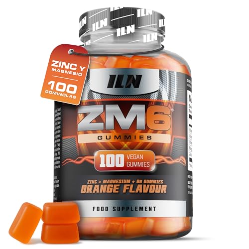 ZM6 – Gominolas de zinc y magnesio de alta concentración – 100 gominolas veganas (sabor naranja) – Suplemento para hombres y mujeres, citrato de magnesio y de zinc