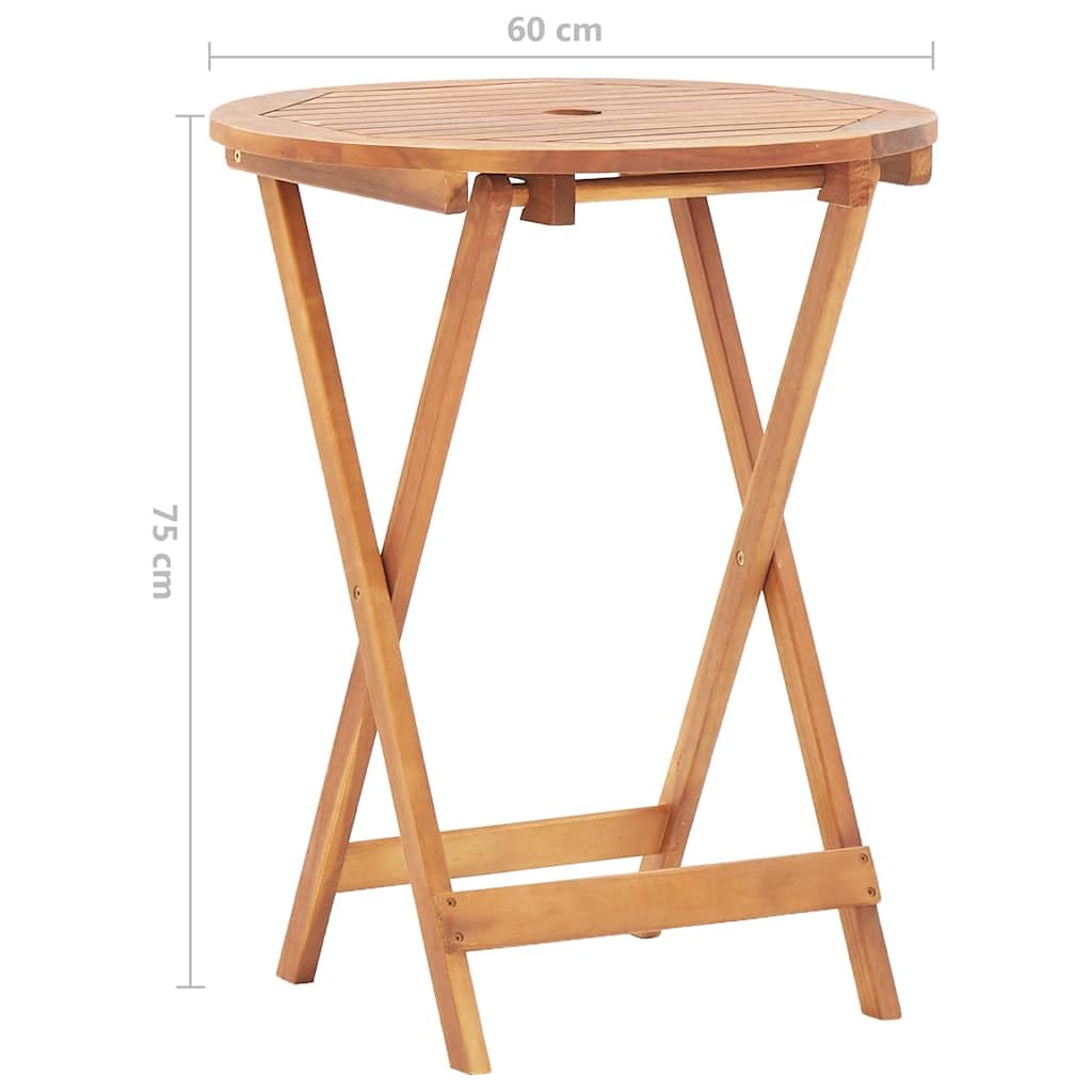 vidaXL Tavolo da Giardino Pieghevole con Foro Ombrellone Rustico Robusto Tavolino Arredi per Esterni 60x75 cm Naturale Legno Massello d'Acacia