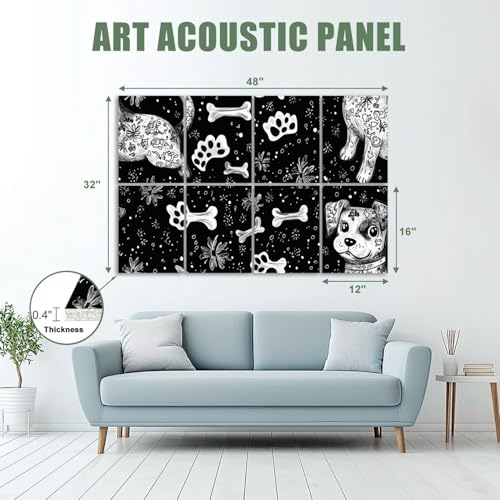 8 Pack de Paneles Acústicos Artísticos Absorbentes de Sonido con Figuras Decorativas de Perro y Otros Motivos, Paneles autoadhesivos para Estudios de Grabación y Oficina, 48"x32" miniatura 2