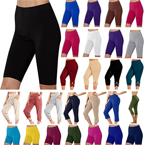WALKFB Capri Leggings for Women with Pockets Plus Size High Waisted Yoga Shorts Tummy Control Workout Running Cropped Pants