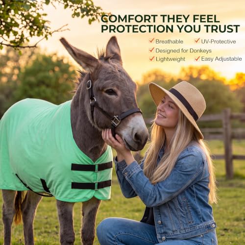 Image of Yeeyeplum Donkey Fly Sheet, UV Protection Mesh Fly Blanket,Mini
