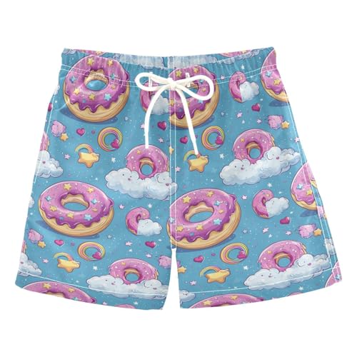 Boccsty Pink Donut Hearts Star Boys Swim Trunks Baby Kids Swimwear Summer Toddler Beach Board Shorts Bathing Suit 2T
