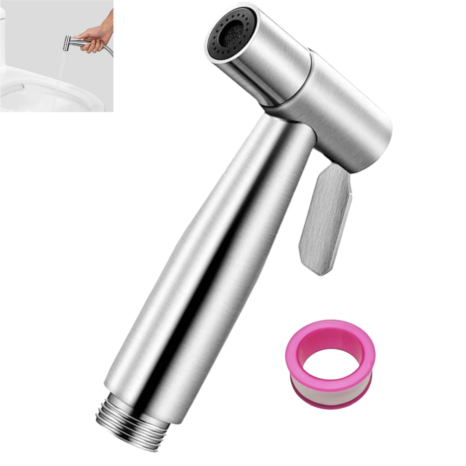 Zpeiran 304 Stainless Bidet Sprayer, Handheld Bidet Spray Head For Toilet, Supercharge Toilet Jet Wash Spray Gun For Shower Bathroom Douche Shattaf Hygiene Toilet