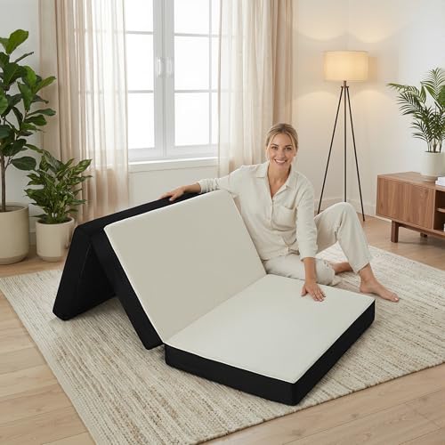 FurryWee Foldable Mattress Twin, Memory Foam Tri Fold Mattress with Removable Washable Cover, 4 inch...