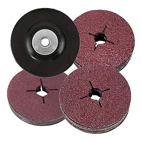 Dyna-Living 30Pcs 115mm Fiber Discs for Sanding & Grinding with Rubber Backing Pad for Angle Grinder - 24 36 60 Grits Cover