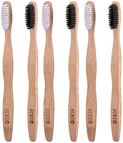 ECBIO Eco-Friendly Natural Bamboo Charcoal Toothbrush Soft Bristles | Biodegradable, Compostable, Eco Friendly, Natural, Organic, Vegan) (B074W71J82)