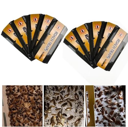 SUMFGO Cockroach Traps 10 Pack Indoor Pest Control Sticky Glue Boards Pet Safe Roach Killer for Kitchen Home Office