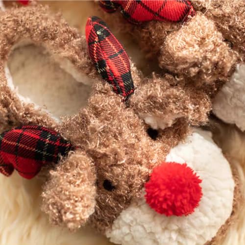Women's Christmas Reindeer Slippers with Red Nose4
