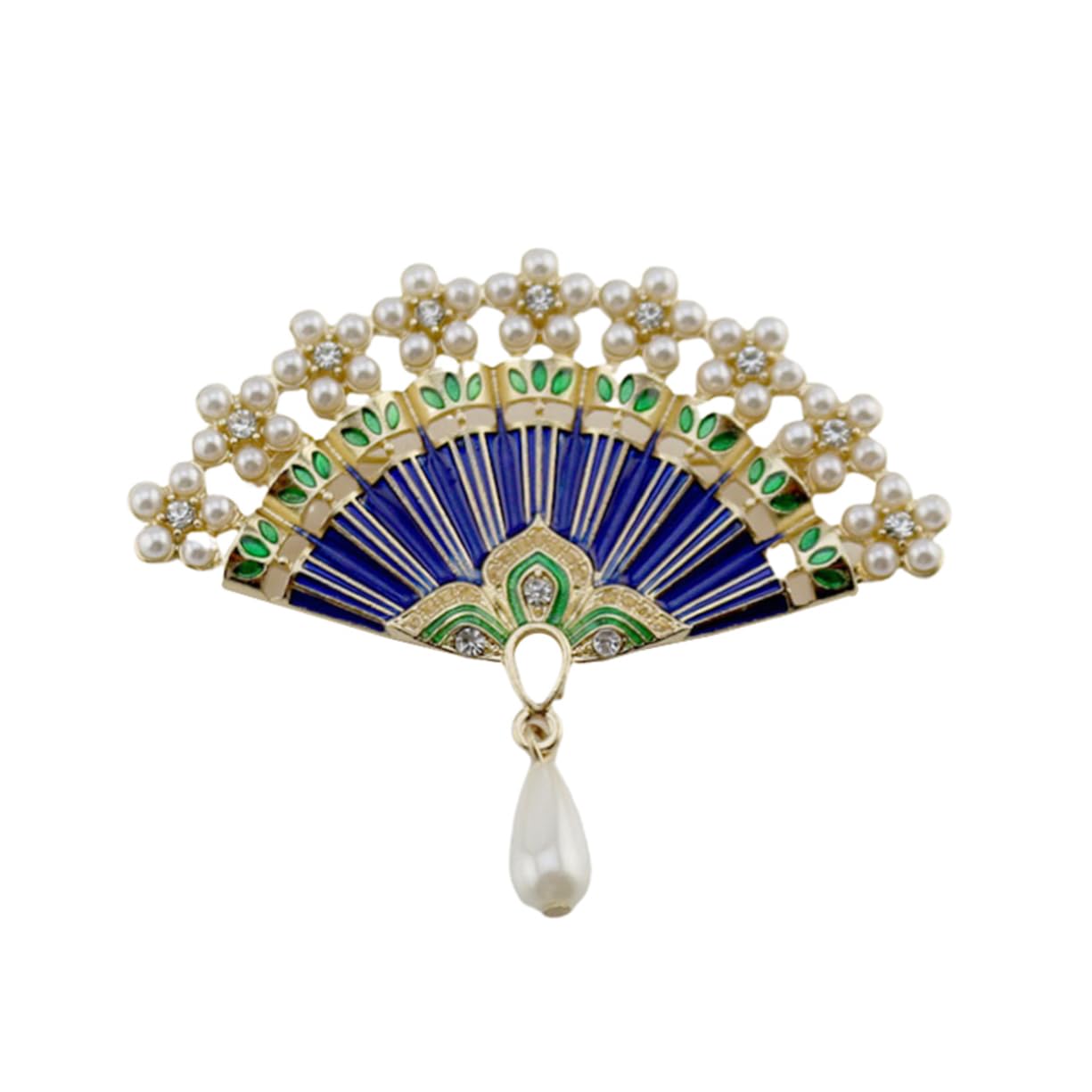 Fan Brooch Breastpin Pin Badges Blue