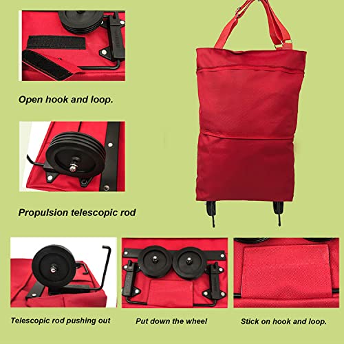 ArtsPavilion Faltbare Trolley Taschen Faltende Einkaufstasche mit Rädern Faltbarer Einkaufswagen Wiederverwendbare Einkaufstaschen Einkaufswagen Tasche auf Rädern Gray – Bild 6