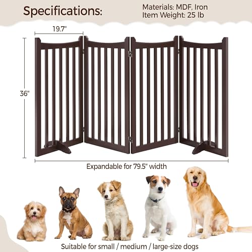 Yaheetech 36″ H Extra Tall Freestanding Pet Gate 4-Panel Wooden Dog Fence with 2 Support Feet Folding Dog Gate for Indoor, Stairs, Doorway, Halls, Kitchen Wooden Pet Barrier Espresso, 79.5″ L x 36″ H Yaheetech 36″ H Extra Tall Freestanding Pet Gate 4-Panel Wooden Dog Fence with 2 Support Feet Folding Dog Gate for Indoor, Stairs, Doorway, Halls, Kitchen Wooden Pet Barrier Espresso, 79.5″ L x 36″ H