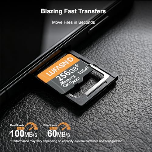 Image of 256GB Micro SD Card with Adapter, High Speed U3 C10 V30 SDXC Memory Card Up to 100MB /s, 4K Video Recording for GoPro, Smartphone, Camera, Tablet, Dash Cam