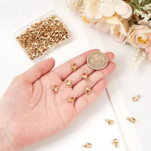 SOFPLATE 1 Box 100Pcs Real 18K Gold Plated Lobster Claw Clasp Jewellery Lobster Clasps Stainless Steel Connectors Accessories for Jewellery Making Supplies DIY Necklace Bracelet Keychains Crafts - Image 3