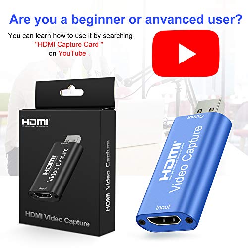 GOODAN Audio Video Capture Cards HDMI to USB 1080p USB2.0 Record via DSLR Camcorder Action Cam for High Definition Acquisition, Live Broadcasting (Blue)