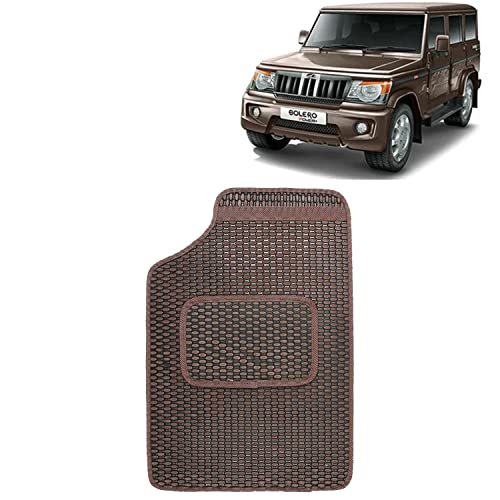Image of Kingsway Dotted Design Car Floor Foot Mats Universal Fit for Mahindra Bolero, Model Year : 2020 Onwards, Water and Dustproof, Color Brown, Set of 5 Pieces