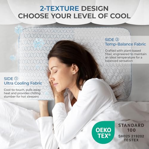 Image of Sweetnight Cooling Pillows King Size Set of 2, Shredded Memory Foam Pillows 2 Pack for Hot Sleepers, Cold Bed Pillows for Sleeping, Washable with Removable Cover, Cool Night